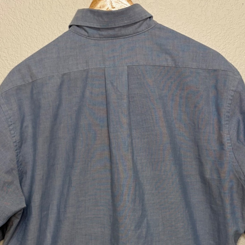 Vintage LL Bean Mens Blue Oxford Short Sleeve Button Down Shirt Made in USA 17 - Picture 6 of 6